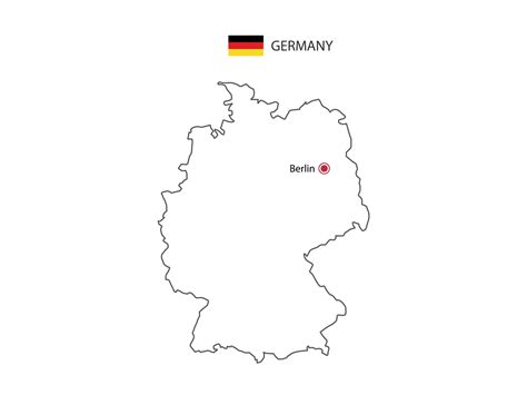 Hand Draw Thin Black Line Vector Of Germany Map With Capital City