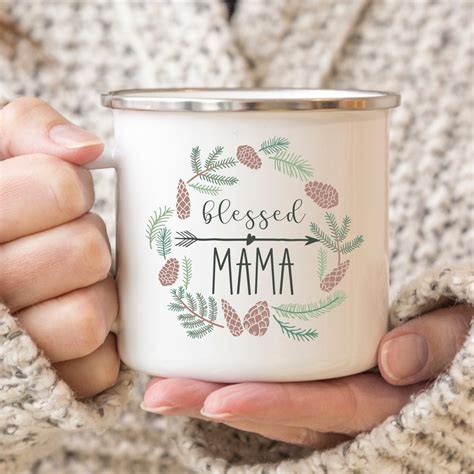 Blessed Mama Enamel Mug Mom Coffee Mug Inspirational Mug Etsy