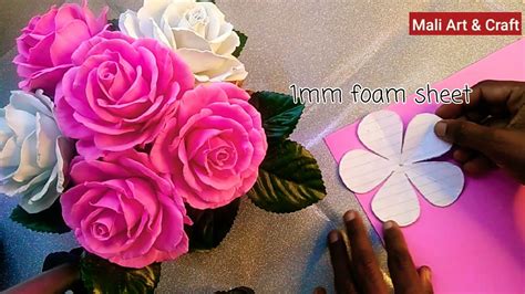 How To Make Foam Rose Flower Handmade Foam Flower Diy Flower Youtube