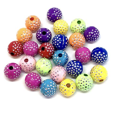 Acrylic Polka Dot Pattern Beads Metal Accent 09210 Multi Color