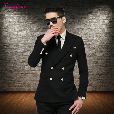 Linyixun Double Breasted Suits With Gold Buttons 2018 New Designs