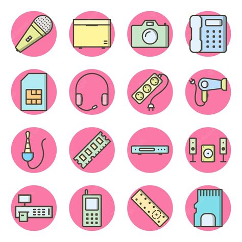 Premium Vector Set Of 16 Electronic Devices Icons On White Vector