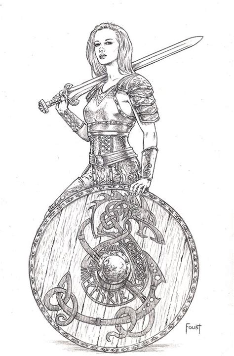 Yngvild By Mitchfoust Viking Drawings Warrior Drawing Viking Art