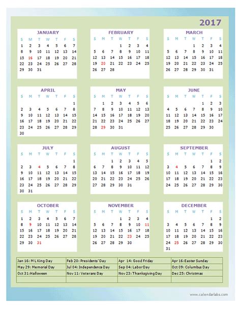 2017 Annual Calendar Design Template Free Printable Templates