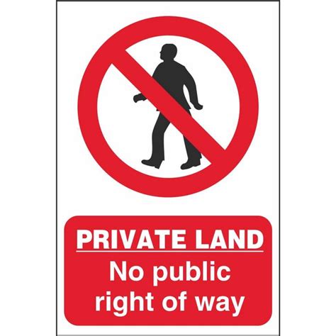 Private Land No Public Right Of Way Prohibitory Farm Safety Signs