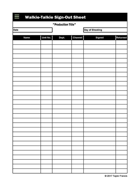 Printable Sign Out Sheet Template Printable Form Templates And Letter