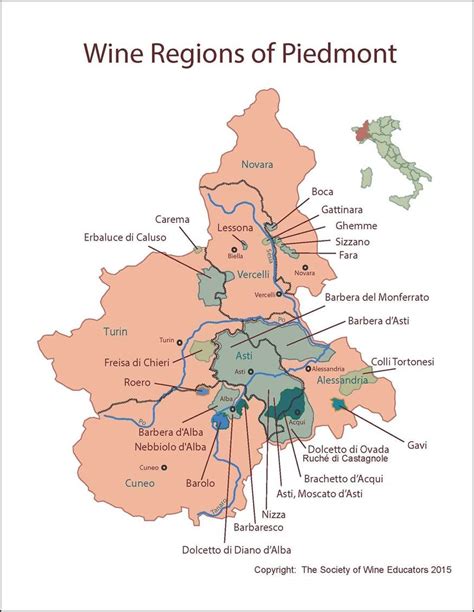 Swe Wine Map 2015 Italypiedmont Wine Map Piedmont Wine Wine Guide