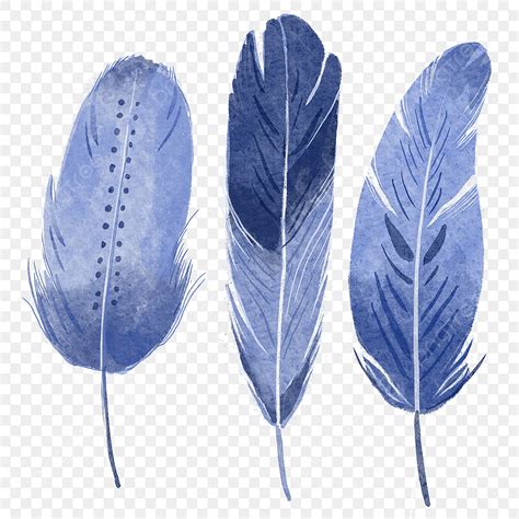 Boho Feather Png Picture Watercolor Blue Monochrome Boho Style Feather