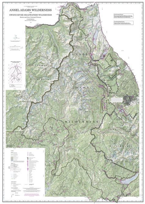 Ansel Adams Wilderness And Owens River Headwaters Wilderness Map By Us