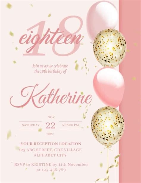 18th Birthday Invitation Flyer Template Postermywall