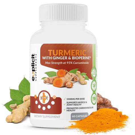 Premium Turmeric Curcumin With BioPerine Ginger Max Strength 1300mg