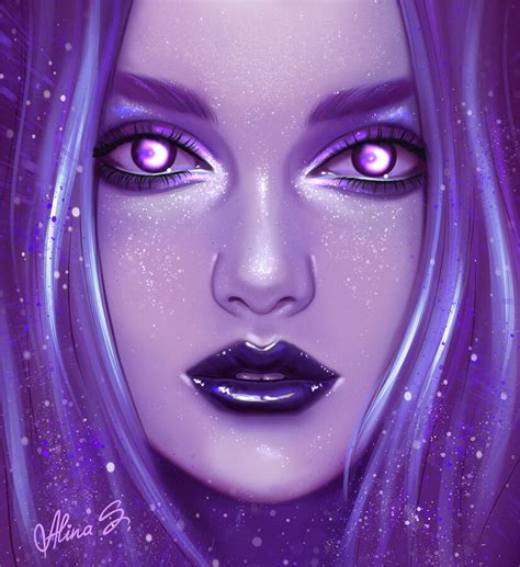 Artstation Digital Portrait Purple Magic Girl Commissions