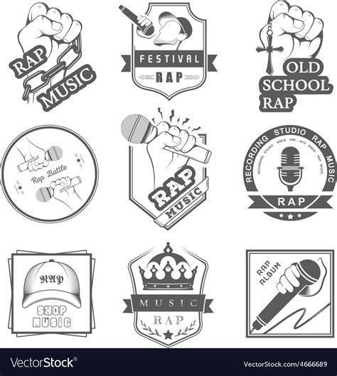 Set Logos And Badges Rap Music Royalty Free Vector Image