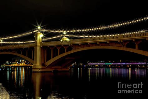 Tempe Town Lake At Night Photograph By Elisabeth Lucas Fine Art America
