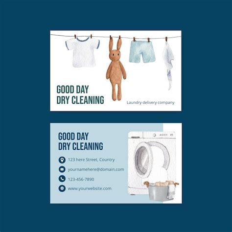 Free Vector Name Card Template With Laundry Day Conceptwatercolor Stylexa