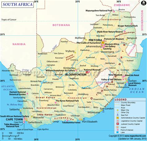 Map Of South Africa Geographical And Historical Overview