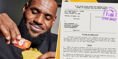 Lebron James Joins Taco Bell In Fight To End Taco Tuesday Trademark