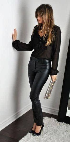 Black Leather Pants To Wear This Fall 2020 Pleather Pants Leather Pants Outfit Black Leather