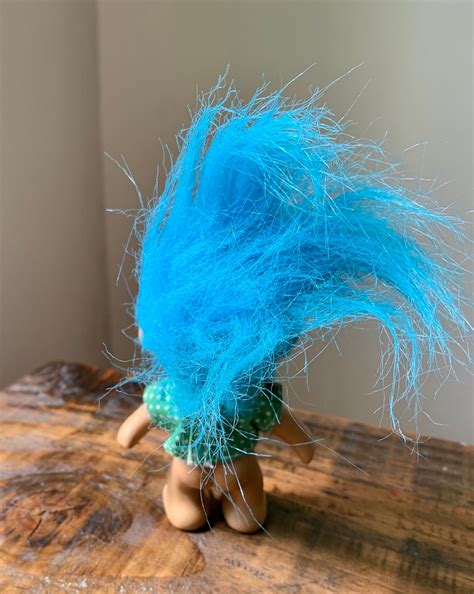 Vintage 1991 Tnt Blue Hair Dude Troll Doll Figure Etsy
