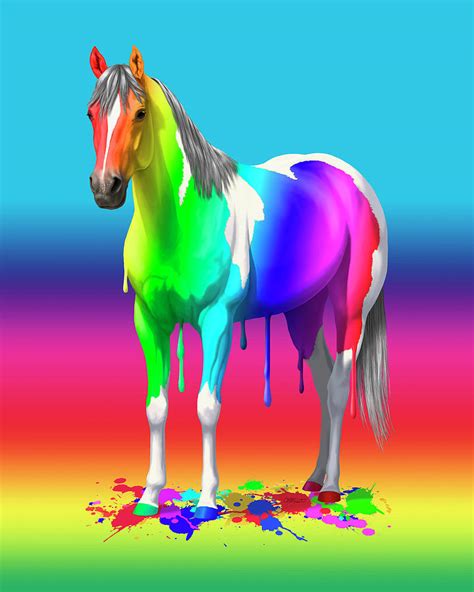 Colorful Rainbow Paint Horse Painting By Crista Forest Fine Art America