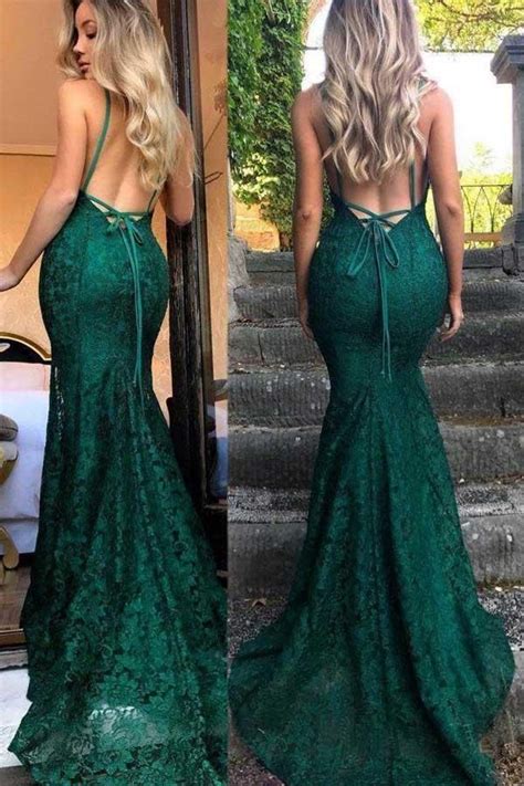Mermaid Spaghetti Straps Burgundy Lace Backless Prom Dress Pg470 Vestidos Estilosos Vestidos