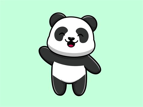 Cute Panda Waving Hand By Moksha Labs On Dribbble