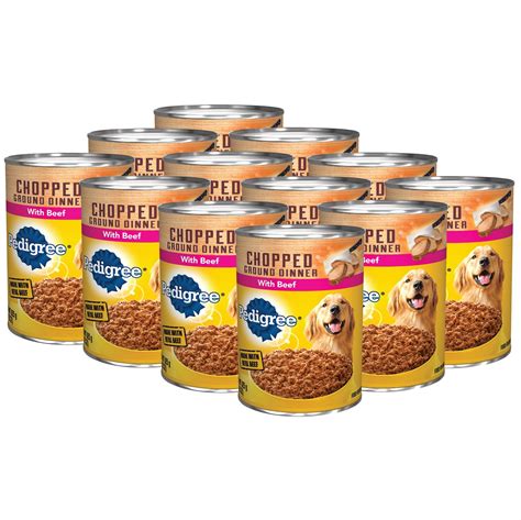 Pedigree Chopped Ground Dinner With Beef Canned Dog Food 22 Oz Case