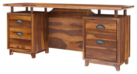 It needed some major decluttering. Hondah Rustic Solid Wood Desk with File Cabinet Set ...