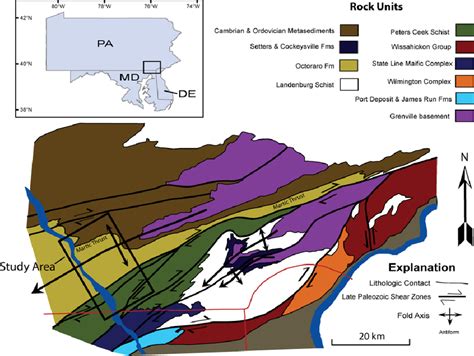 Generalized Geology Of The Central Appalachians Inset Map At Top Left