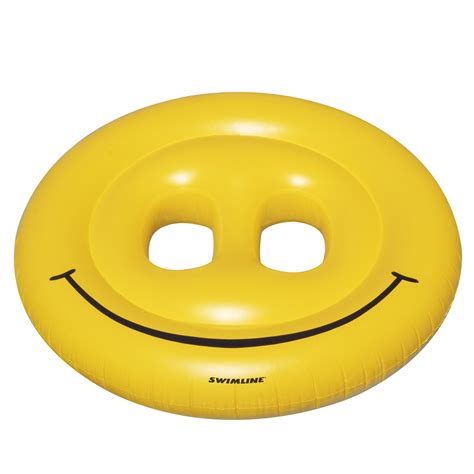 Swimline 72 Inflatable Smiley Face Island 2 Person Swimming Pool Raft