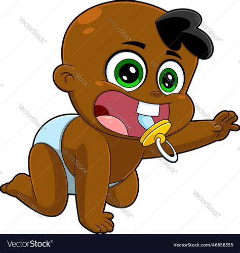 African American Baby Boy Cartoon Character Vector Image