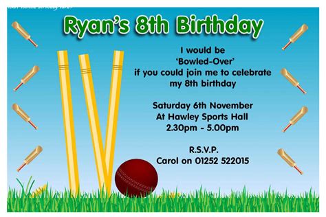 8 Cricket Themed Birthday Cards Online Party Invitations Party