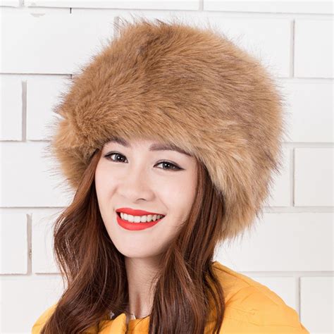 Women Ladies Fluffy Faux Fox Fur Russian Cossack Style Winter Hat Warm