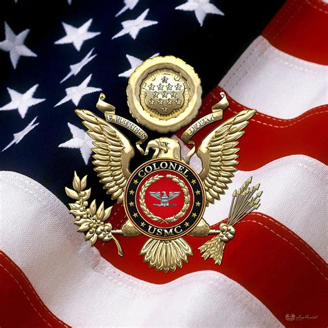 Us Marines Usmc Colonel Rank Insignia Over Gold Eagle And Flag