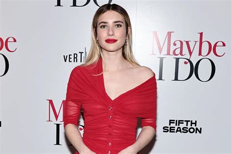emma roberts pops in sheer red dress and heels at ‘maybe i do screening footwear news