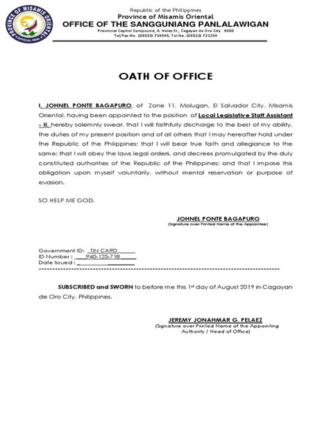 Bagapuro Oath Of Office Pdf Oath Of Office Cultural Conventions