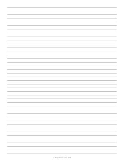Printable Narrow Ruled Lined Paper Template
