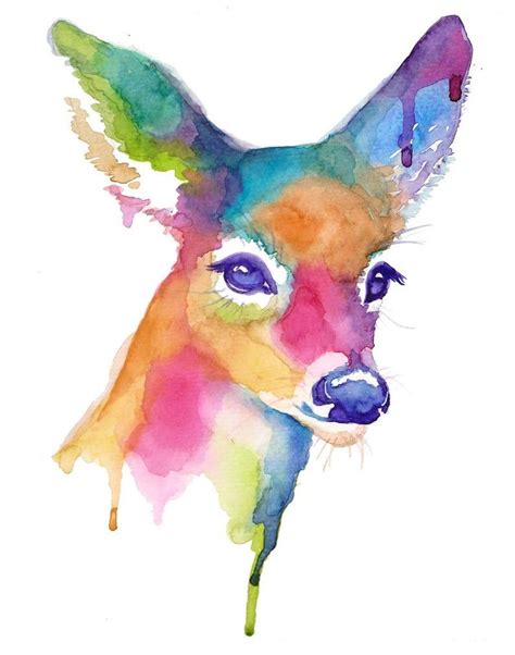 Colorful Doe Abstract Watercolor Print Companion Piece To Etsy
