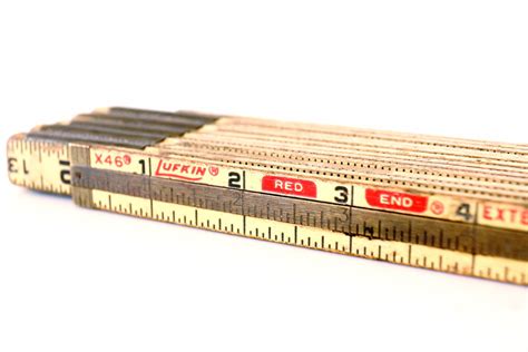 Vintage Lufkin 72 Red End Folding Ruler With Brass Extension C1960s