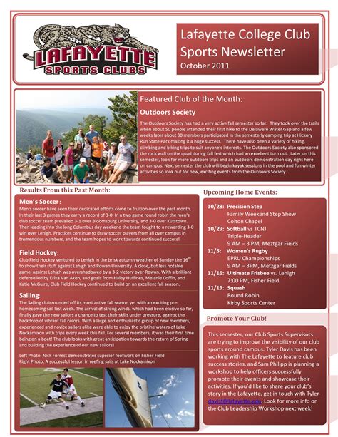 October Club Sports Newsletter Featuring Outdoors Society