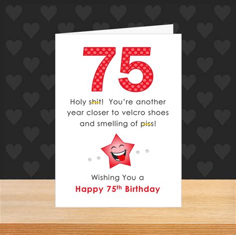 Small A6 Joke Funny Rude Novelty 75th Birthday Card For Him Etsy