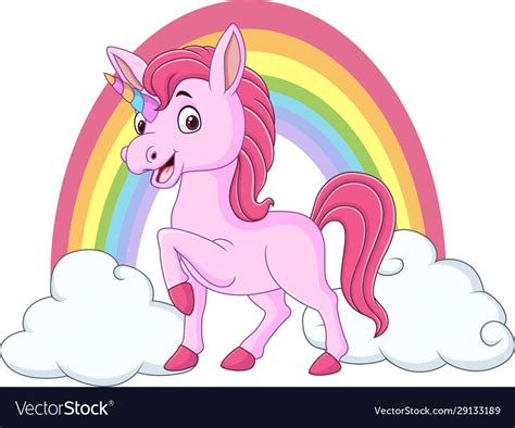 Illustration Of Cute Baby Unicorn With Clouds And Rainbow Download A