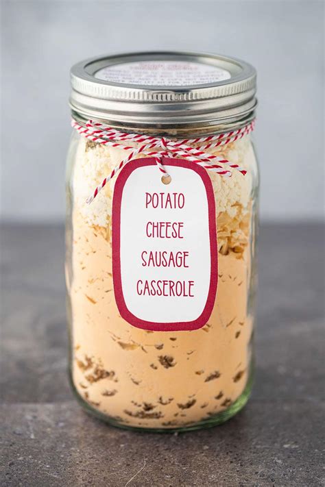 Reduce heat and add cheese and mayo; Potato Cheese Sausage Casserole Meal in a Jar | Make-Ahead ...