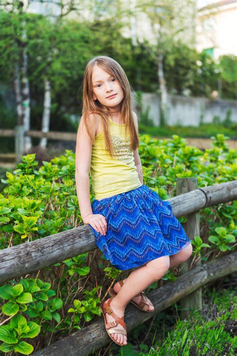 Outdoor Portrait Of A Cute Little Girl Stock Photo Image
