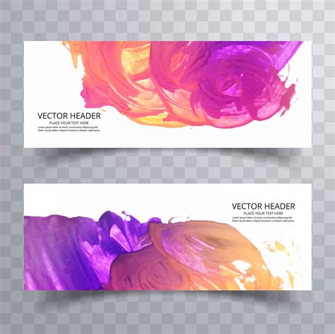 Abstract Paint Brush Colorful Watercolor Header Set Design 243666