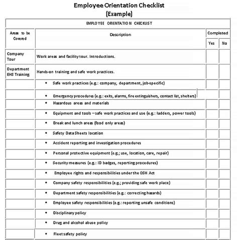 Employee Checklist Template Checklist Template Checklist Templates