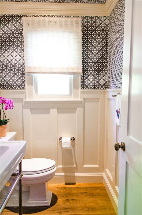 Geometric Wallpaper Contemporary Bathroom Evars And