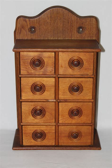 Vintage Eight Drawer Wood Spice Box Spice Cabinet