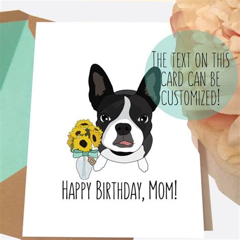 Boston Terrier Dog Mom Card Happy Mothers Day Etsy Mom Cards Dog
