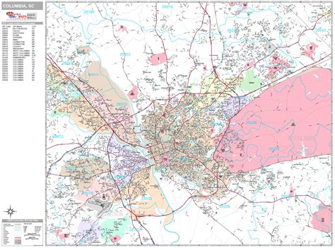 Columbia South Carolina Wall Map Premium Style By Marketmaps